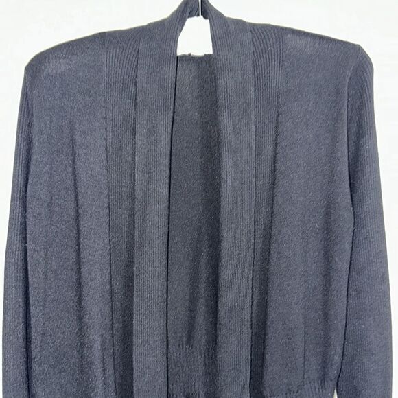 Premise S Open Front Black Fine Knit Quarter Sleeve Cardigan - Picture 3 of 12